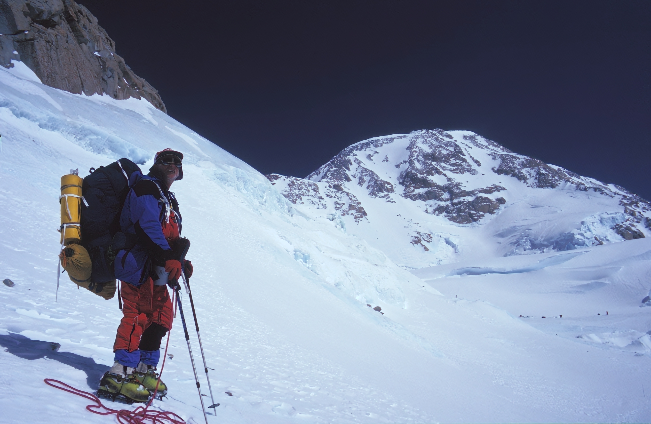 Bill Dean at a very quiet Windy Corner. Summit behind.